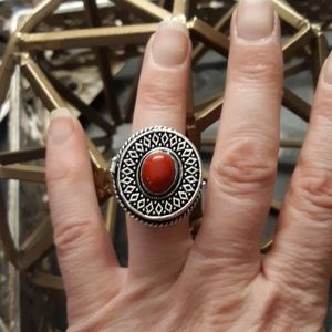 New Coral 925 Silver Poison Ring.